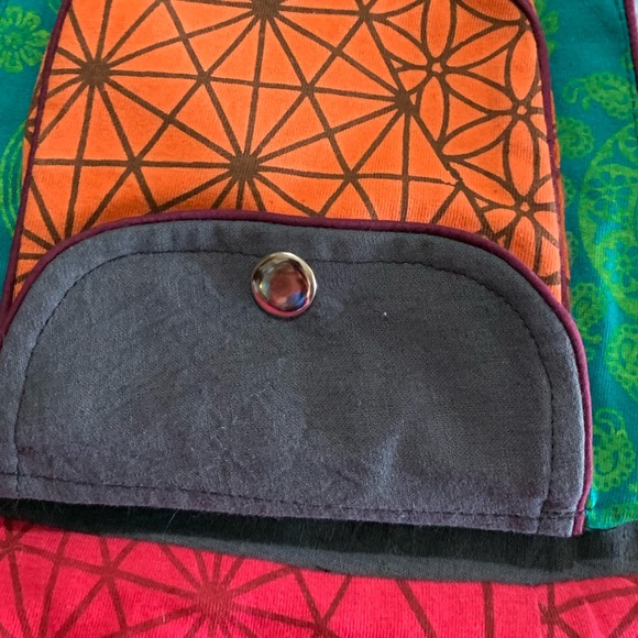 ⚛️🦘 Sacred Geometry Reversible snap Wrap Skirt w/detach Purse pouch NWOT travel - Picture 4 of 9